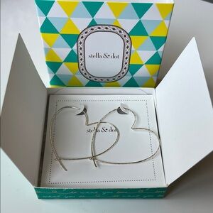 Stella & Dot Silver Heart Hoops